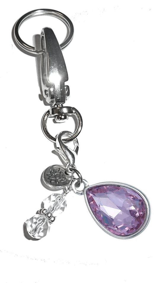 (June) Birthstone Charm Key Chain Ring, Women's Purse or Necklace Charm, Comes in a Gift Box!