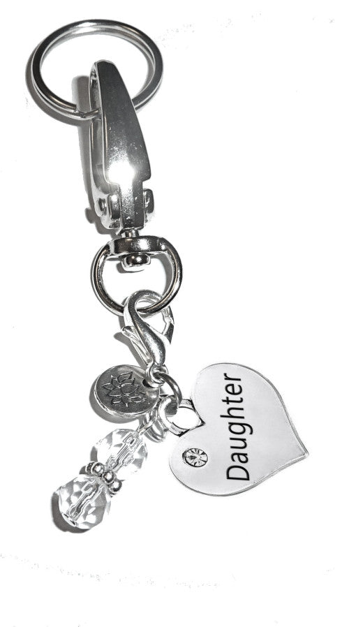 (Daughter) Charm Key Chain Ring, Women's Purse or Necklace Charm, Comes in a Gift Box!