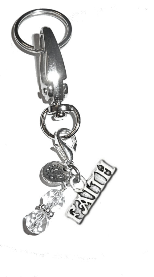 (Faith) Charm Key Chain Ring, Women's Purse or Necklace Charm, Comes in a Gift Box!