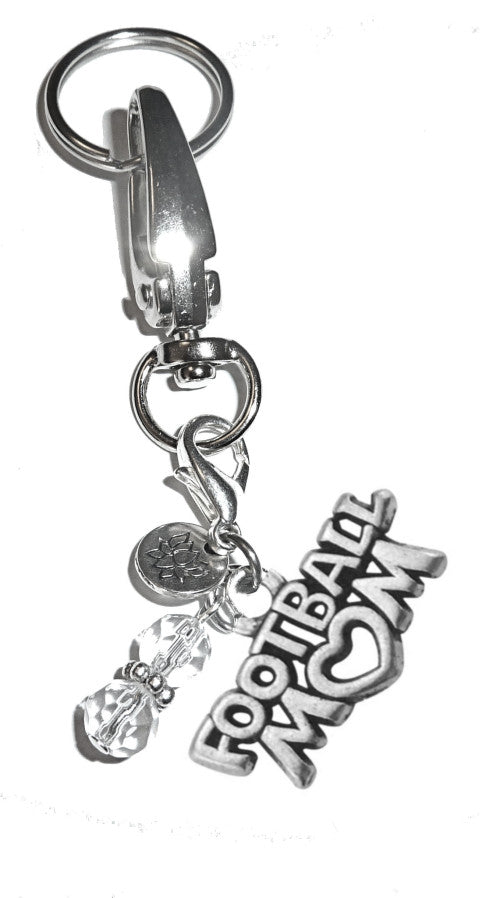 (Football Mom) Charm Key Chain Ring, Women's Purse or Necklace Charm, Comes in a Gift Box!