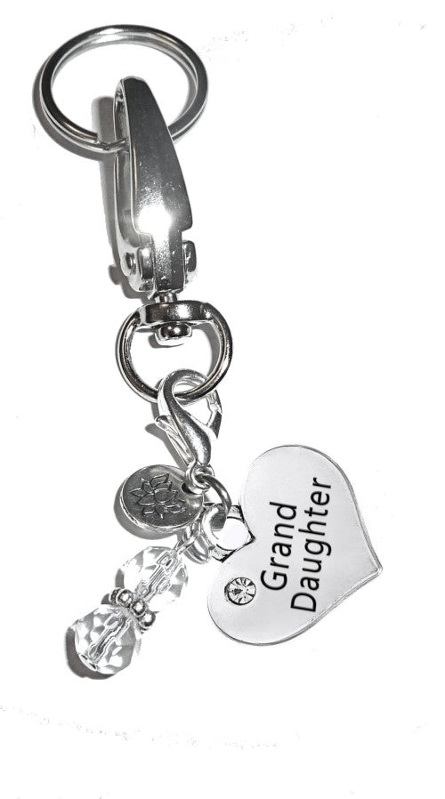 (Grand Daughter) Charm Key Chain Ring, Women's Purse or Necklace Charm, Comes in a Gift Box!