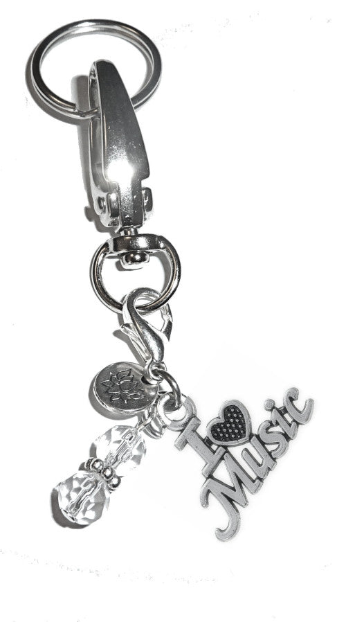 (I Love Music) Charm Key Chain Ring, Women's Purse or Necklace Charm, Comes in a Gift Box!