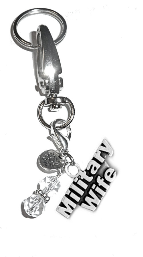 (Military Wife) Charm Key Chain Ring, Women's Purse or Necklace Charm, Comes in a Gift Box!