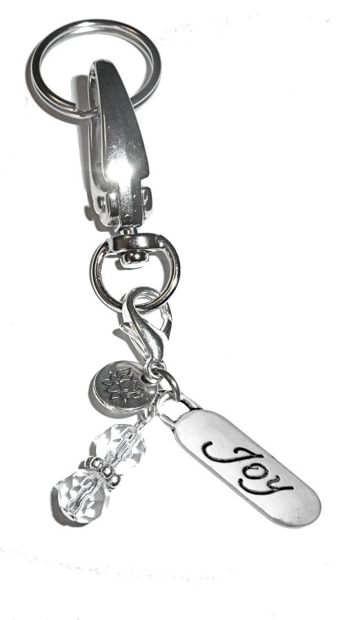 (Joy) Charm Key Chain Ring, Women's Purse or Necklace Charm, Comes in a Gift Box!