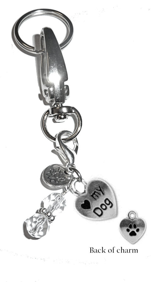 (Love My Dog) Charm Key Chain Ring, Women's Purse or Necklace Charm, Comes in a Gift Box!