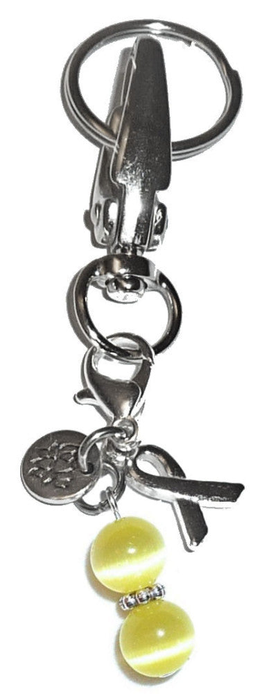 (Golden (Childhood Cancers)) Charm Key Chain Ring, Women's Purse or Necklace Charm, Comes in a Gift Box!