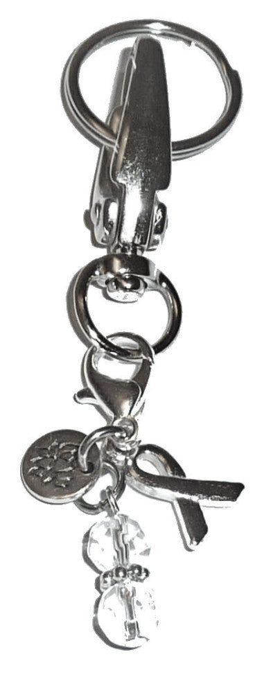 (Plain (All cancers)) Charm Key Chain Ring, Women's Purse or Necklace Charm, Comes in a Gift Box!