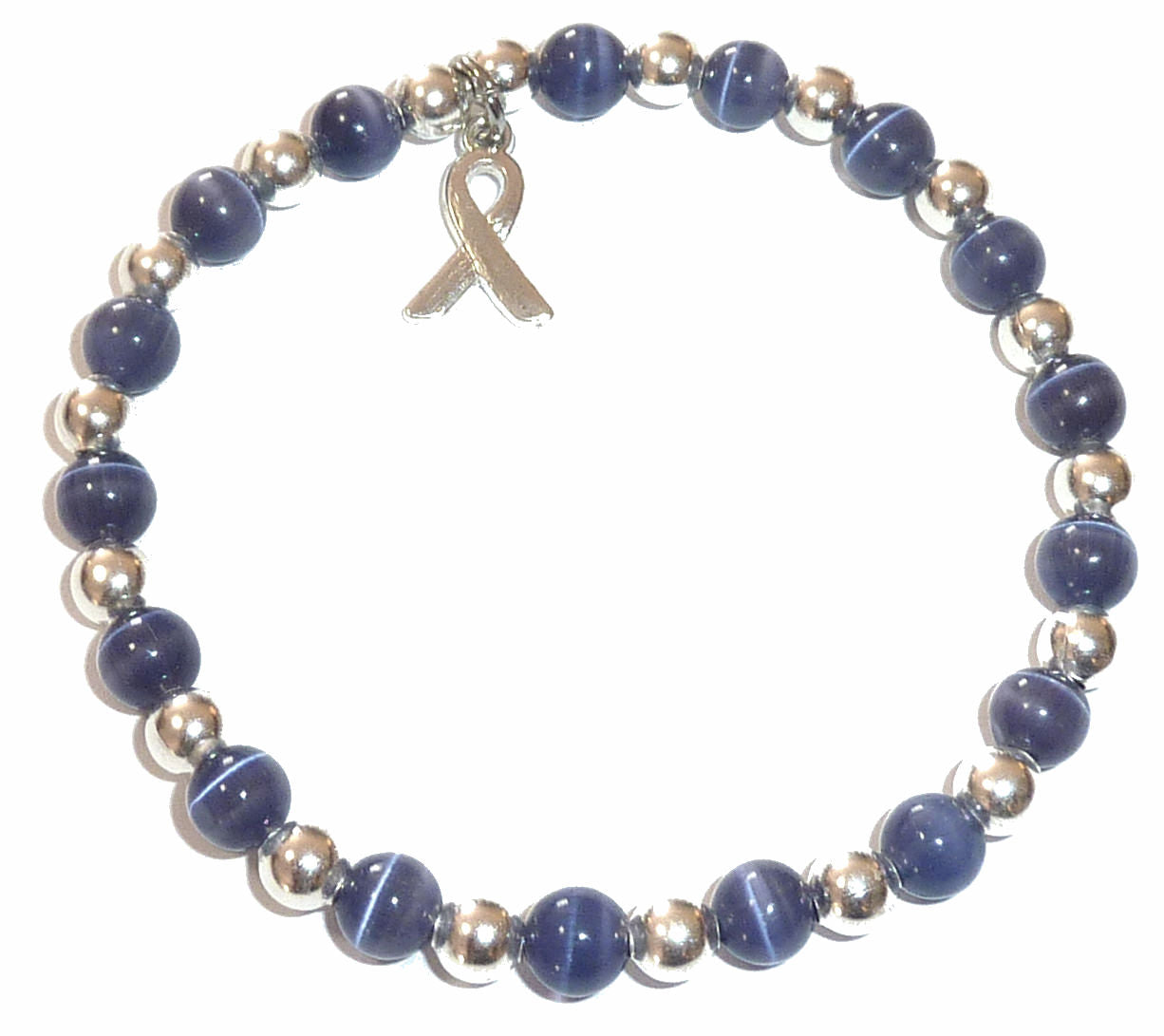 Periwinkle (Stomach cancer) Packaged Cancer Awareness Bracelet 6mm - Stretch (will stretch to fit most Adults)