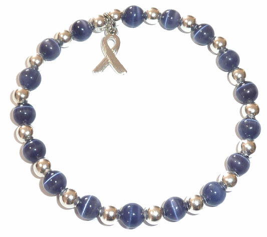 Periwinkle (Stomach cancer) Packaged Cancer Awareness Bracelet 6mm - Stretch (will stretch to fit most Adults)