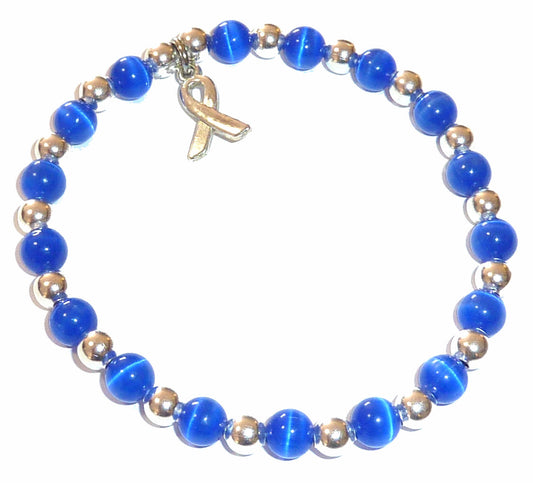 Royal Blue (Thyroid &amp; Prostate Cancer) Packaged Cancer Awareness Bracelet 6mm - Stretch (will stretch to fit most Adults)