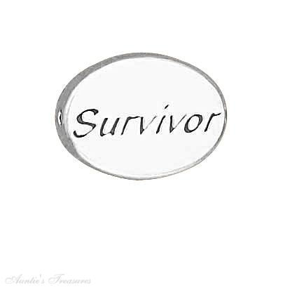 SURVIVOR Message Bead, Silver plated