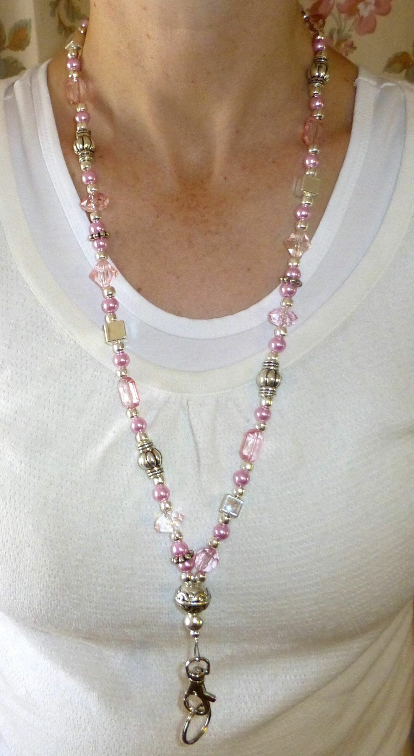 Slim Pink Fashion Lanyard with break away magnetic clasp