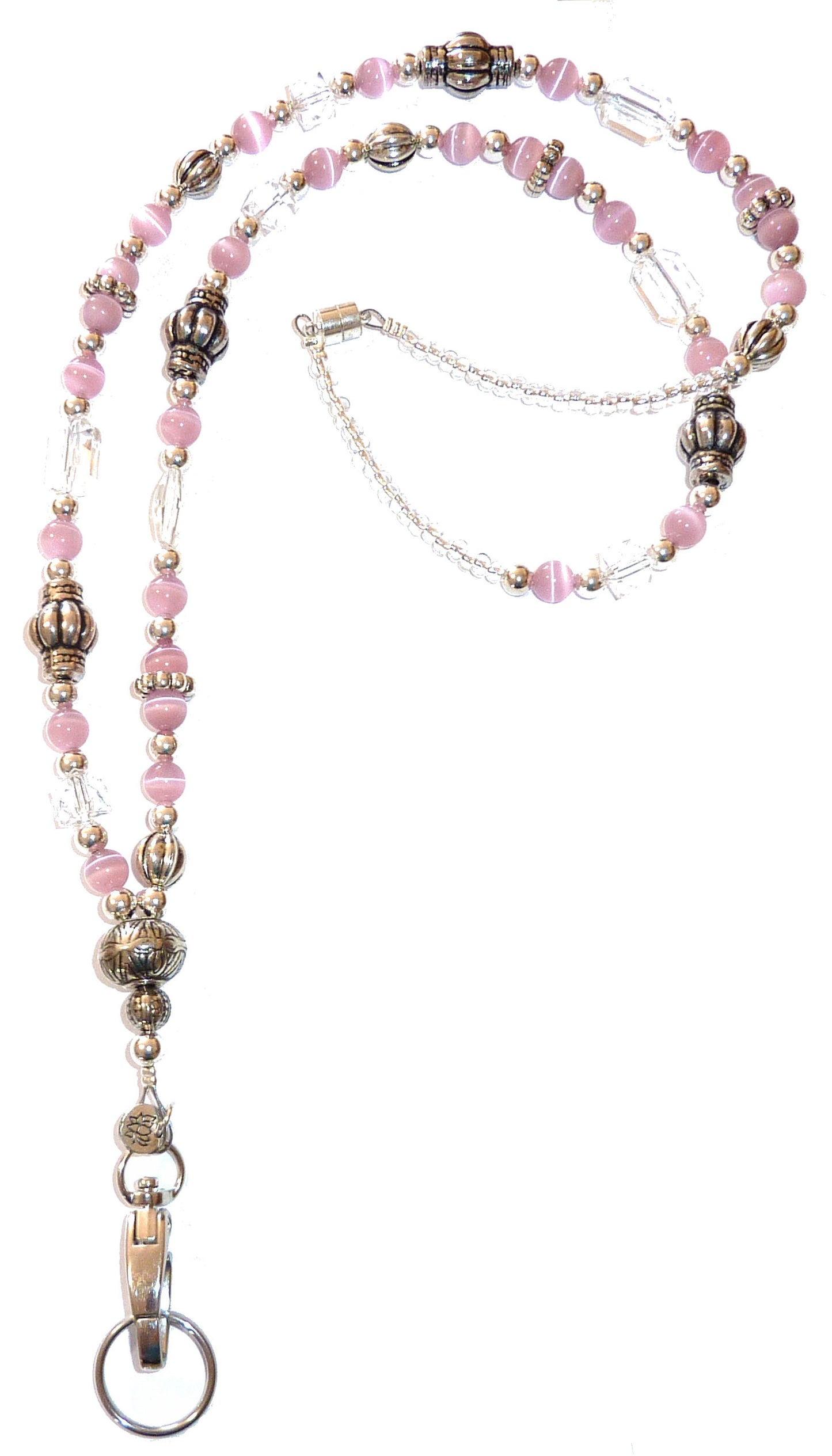 Slim Pink Fashion Lanyard with break away magnetic clasp