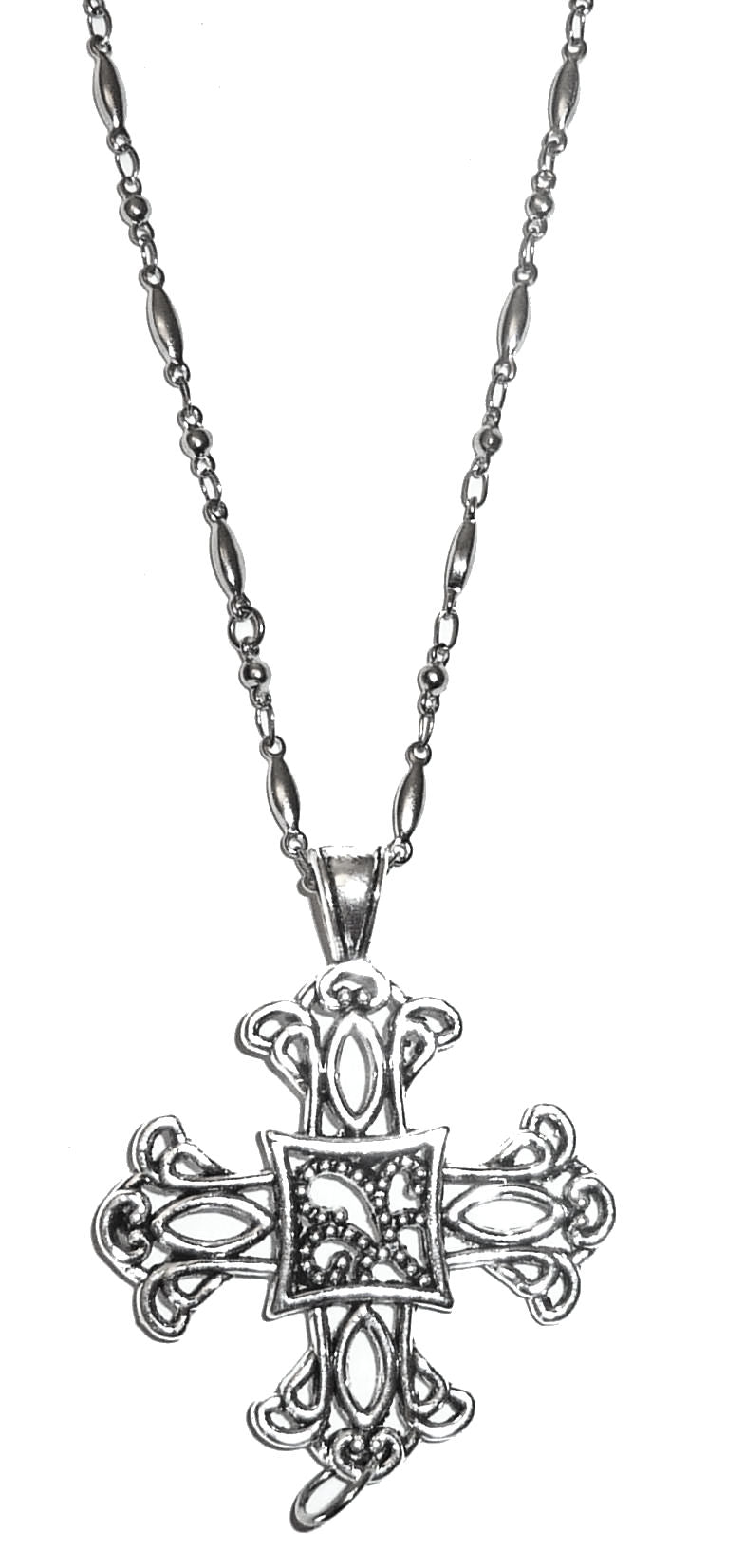 Hidden Hollow Beads Silver Cross Lanyard (Trendy Cross)