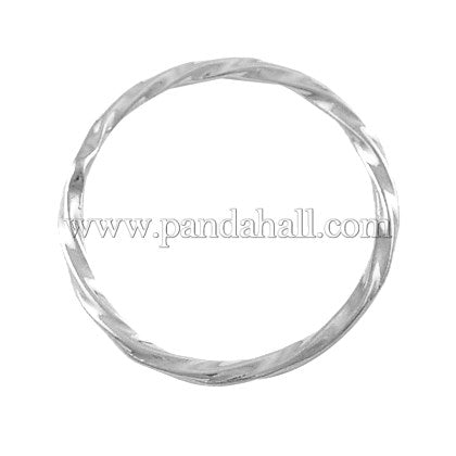 Linking Rings, With hole, Lead Free and Cadmium Free, Silver Color, about 21mm in diameter, 2mm thick, hole: 1mm