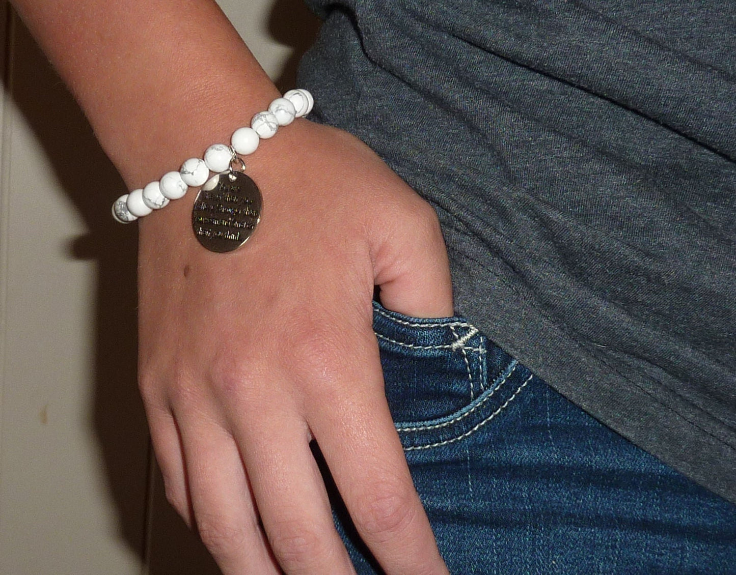 Encouraging Howlite Bracelet - Don't Let Anyone Dull Your Sparkle